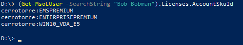 Getting licenses with the MSOL Powershell dont give readable names