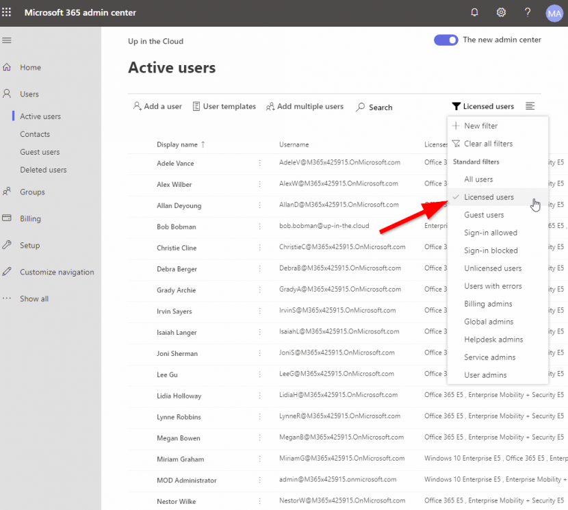 How to filter like the O365 portal Licensed Users Scripting up in