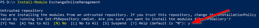 powershell install module exchange online